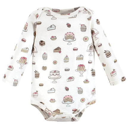 Hudson Baby Baby Girls Cotton Long-sleeve Bodysuits 3-pack, Sweet Bakery, 9-12 Months