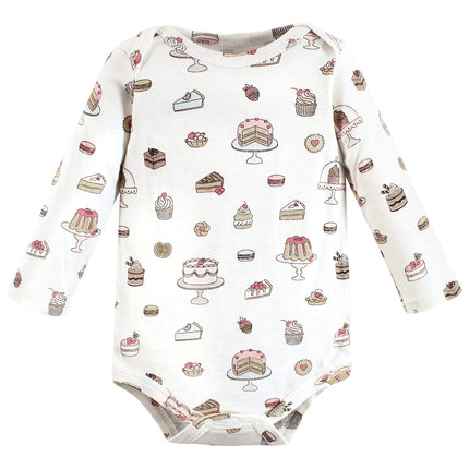 Hudson Baby Baby Girls Cotton Long-sleeve Bodysuits 3-pack, Sweet Bakery, 9-12 Months
