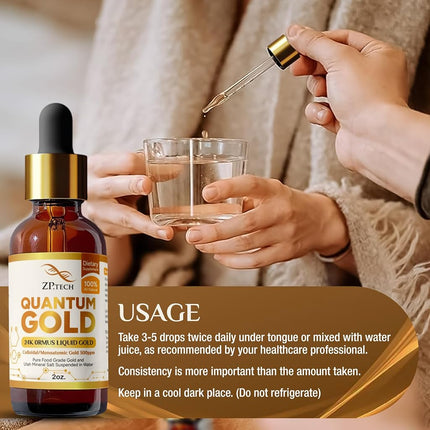 Quantum Gold | Liquid Ormus Monoatomic 24K Gold Supplement Drops for Pineal Gland Activation, Lucid Dreaming & Higher Energy Alignment | 2oz.