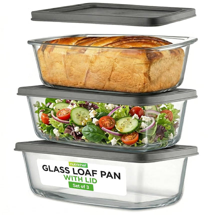 NutriChef 3 Sets Loaf Pan - 62.07oz Stackable Supe