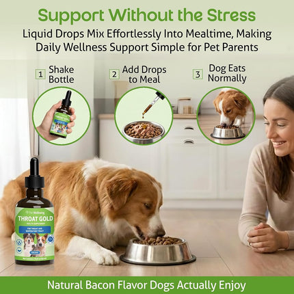 Pet Wellbeing Throat Gold for Dogs - Natural Herbal Cough, Throat and Respiratory Support for Dogs - 2 oz(59ml)