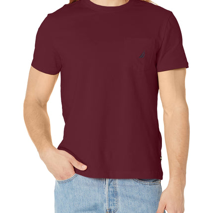 Nautica Men's Solid Crew Neck Short-Sleeve Pocket 