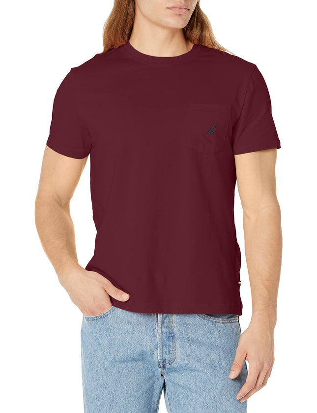 Nautica Men's Solid Crew Neck Short Sleeve Pocket 