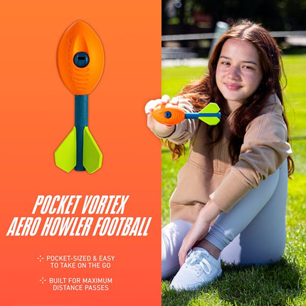 NERF Vortex Mini Aero - NERF Soft Mini Vortex Football for Long-Distance Throws - Great for Pool and Beach Football - Kids Aero Howler Whistle Vortex Foam Ball