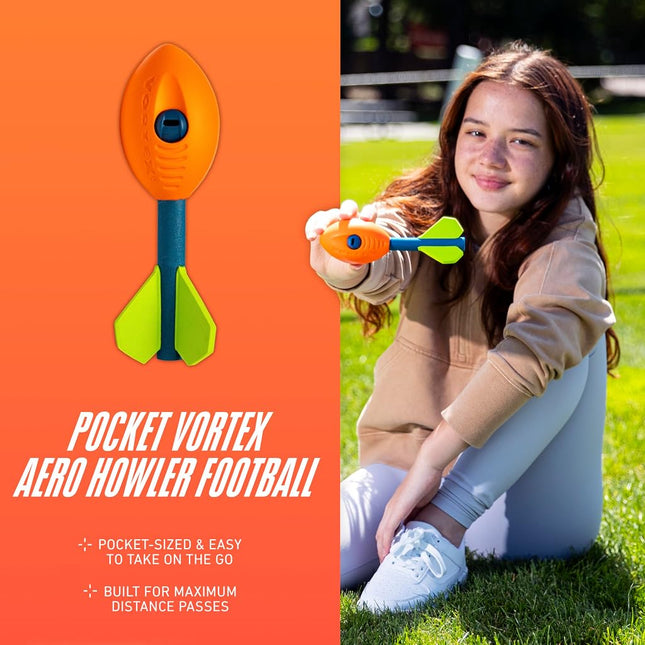 NERF Vortex Mini Aero - NERF Soft Mini Vortex Football for Long-Distance Throws - Great for Pool and Beach Football - Kids Aero Howler Whistle Vortex Foam Ball