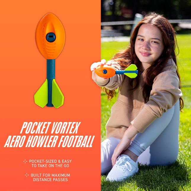 NERF Vortex Mini Aero - NERF Soft Mini Vortex Football for Long-Distance Throws - Great for Pool and Beach Football - Kids Aero Howler Whistle Vortex Foam Ball