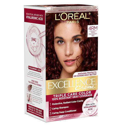 L'Oréal Paris Excellence Créme Permanent Hair Color, 4RM Dark Mahogany Red