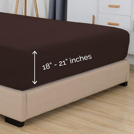 Elegant Comfort 1500 Premium Hotel Quality 18-21 Inches Deep - Extra Deep Pocket Single Fitted Sheet for High Mattress,Luxury and Softest, Smart Pocket-Wrinkle Free, California King, Chocolate Brown
