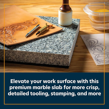 Weaver Leather Supply Marble Slab, Sturdy Non-Porous Marble Block, Leathercraft Gear for Detailed Tooling, Stamping, Carving, and More, 6” X 6”