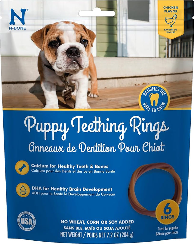 N-Bone Puppy Teething Rings Chicken Flavor Dog Treat, 6 Count Bag, 7.2-oz