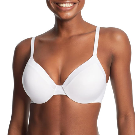 Maidenform Comfort Devotion Underwire Bra, Full-Coverage Comfortable Bra with CushionWire for Support, Smoothing Bra, White, 34B