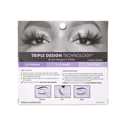 Kiss Lash Couture Triple Push-up False Eyelashes, 'Halloween 02', Includes, Contact Lens Friendly, Easy to Apply, Reusable Strip Lashes