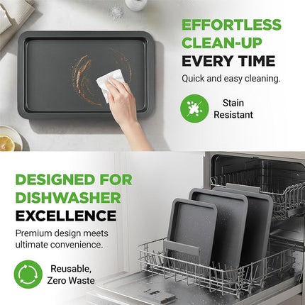 NutriChef 3-Piece Nonstick Cookie Sheet Baking Pans, Black