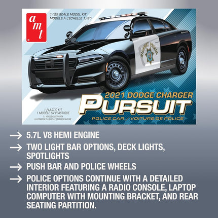 AMT 2021 Dodge Charger Police Pursuit 1:25 Scale Model Kits