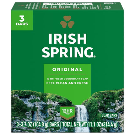 Irish Spring Savon Pain Désodorisant Original, 104,9 g, Lot de 3 (Paquet de 8)