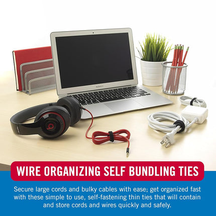 VELCRO Brand ONE WRAP Thin Ties | Strong & Reusable | Perfect for Fastening Wires & Organizing Cords | Black, 8 x 1/2-Inch | 100 Count