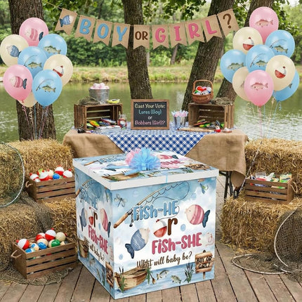 AmazingSpark 28in Giant Gender Reveal Gift Box Kit, Fishing