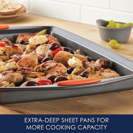 Rachael Ray Oven Lovin' Non-Stick 11-Inch X 17-Inch Crispy Cookie Baking Sheet, Orange