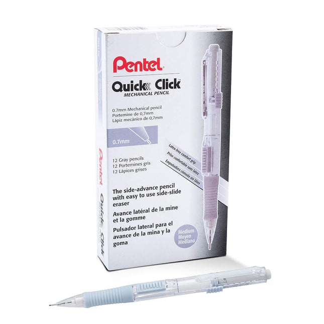 Pentel QUICK CLICK Mechanical Pencil (0.7mm), Gray Barrel - PD217N