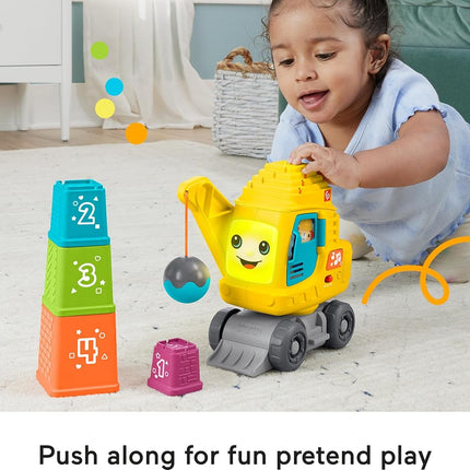 Fisher-Price Baby & Toddler Learning Toy Count & Stack Crane with Blocks, Lights, Music & Sounds for Infants Ages 9+ Months