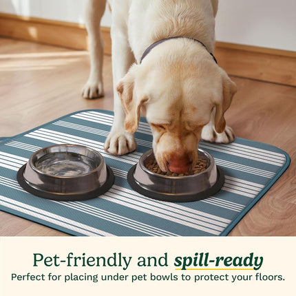 Cuisinart Dish Drying Mats for Kitchen Counter - (2) 16" x 18" Ultra Absorbent Kitchen Dish Drying Mat - Mesh Backing, Foldable, Machine Washable, Fast Drying Dish Mat (Solid Stripes)