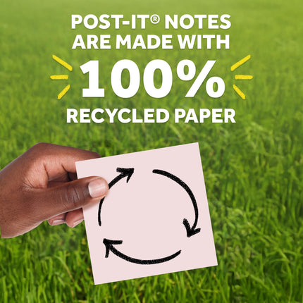 Post-it Greener Notes, 10,16x15,24 cm, 5 blocs, las notas adhesivas favoritas de Estados Unidos, colección Sweet Sprinkles, colores pastel, se retiran sin dejar residuos, material 100% reciclado (660-RP-A)