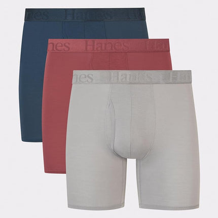 Caleçons boxeurs Originals Ultimate Hanes pour hommes, sous-vêtements ultra-doux, viscose de bambou, paquet de 3 assortis