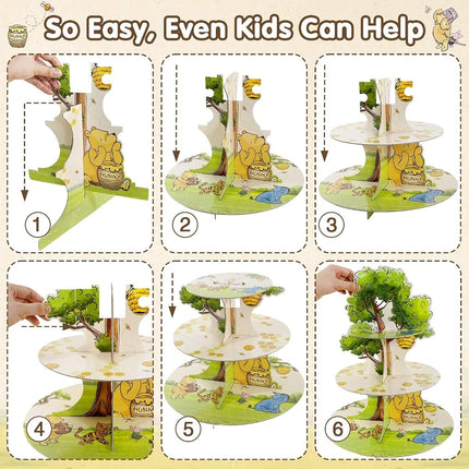 Lopeastar 2Pcs Classic Winnie Bear Baby Shower Birthday Decorations Cupcake Stands