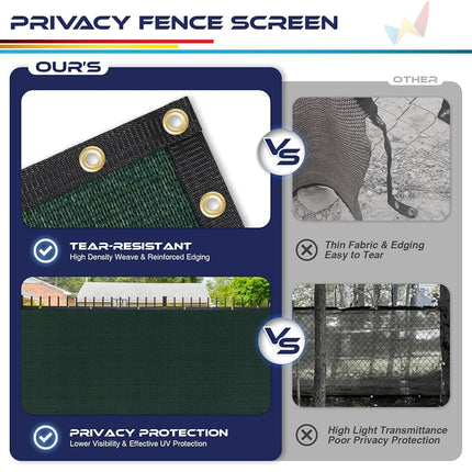6x50 Green Fence Privacy Screen Taped Windscreen Cover Shade Cloth Mesh Fabric Slats