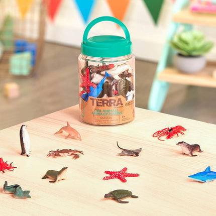 Terra by Battat Sea Animal Toys in Tube, 60 Ocean Animal Figures, Animals