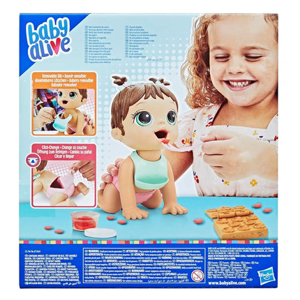 Baby Alive Lil' Snacks Doll - Eats & Poops, Snack-Themed 8-Inch Baby Doll, Brown Hair, Ages 3+