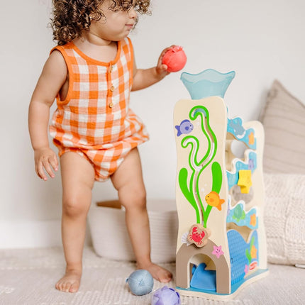 Melissa & Doug Rollables Wooden Ocean Slide Infant and Toddler Toy (5 Pieces) Ocean Themed Toys For Toddlers, Early Learning Toys For Infants And Toddlers Ages 1+ - FSC Certified - FSC Certified