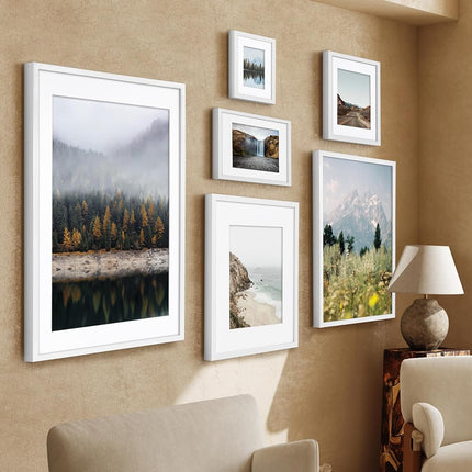 Americanflat 8x10 Picture Frame with Shatter-Resistant Glass - Use as 5x7 Frame with Mat or Display 8x10 Photo Without Mat - Soho Collection - Deep Molding Picture Frames for Tabletop or Wall - White
