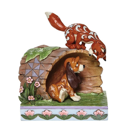Disney Traditions Fox And Hound On Log Figurine, M