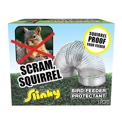 Just Play Scram, Squirrel de Slinky, accesorio para comedero a prueba de ardillas que protege las semillas de los pájaros, juguetes para niños a partir de 5 años de Just Play