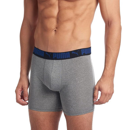 PUMA Men's 3 Pack Athletic Fit Boxer Briefs, Star Sapphire, XL