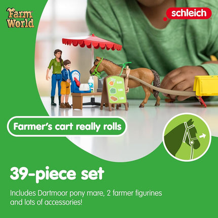 Schleich Farm World - 39Pc Sunny Day Mobile Farm Stand - Kids 3+ | 42528