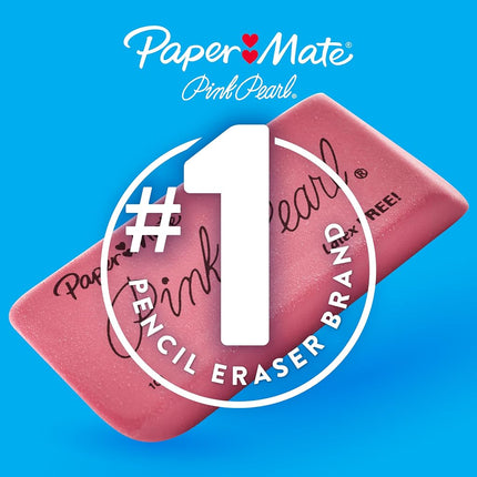 Paper Mate Pink Pearl Erasers, Large, 12 Packs of 3 (36 Erasers)