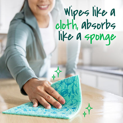 Paños de esponja Scotch-Brite, reutilizables, absorbentes y decorativos, toallitas aptas para lavavajillas, ideales para utensilios de cocina antiadherentes, azulejos, encimeras, espejos y grifos, 2 paños de cocina