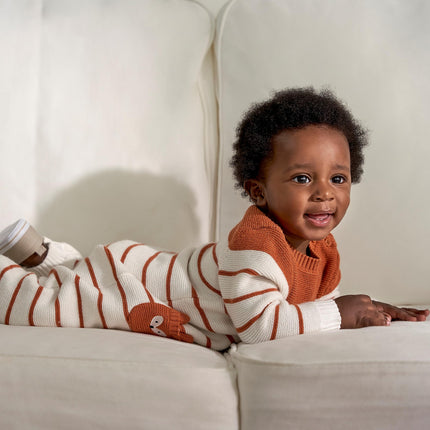 Gerber Baby-Boys Sweater Knit Romper Jumpsuit, Brown Fox, 18 Months