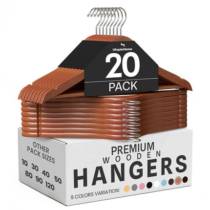 Utopia Home Wooden Hangers 20 Pack – Slim Suit Han