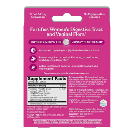 Nature’s Way Probiotic Pearls Women’s Probiotic Supplement, Vaginal & Digestive Health*, 1 Billion Cultures, No Refrigeration Required, 90 Softgels