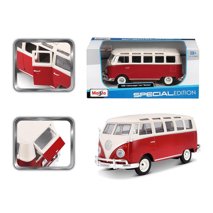 Maisto VW Bus Samba model car scale 1 25, doors and tailgate to open, 20 cm, color shipped randomly