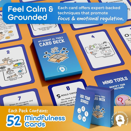 Essential Tools Card Deck – 52 Mental Health Flash Cards for Anxiety Relief, Coping Skills, Mindfulness, and Resilience Building