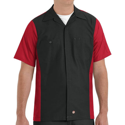 Red Kap Men's Ripstop Crew Shirt, Short Sleeve, Black, XL