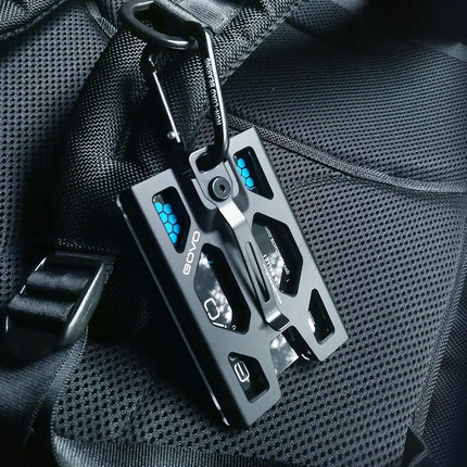 GOVO Badge Holder/Wallet_Metal Durable ID Card Holder with Metal Clip and 4 Cards Slot Aluminum Black Black