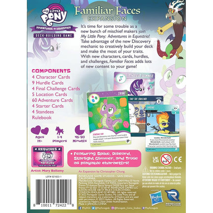 Renegade Game Studios My Little Pony: Adventures in Equestria - Familiar Faces Expansion - Deck-Building Game, Ages 14+, 1-4 Players, 45-90 Min