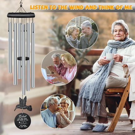 Synhonty Sympathy Wind Chimes for Outside Deep Tone, Memorial for Loss of Loved One Prime, Bereavement Condolence Remembrance Funeral Gifts for Grieving Friends Loss of Mother Father