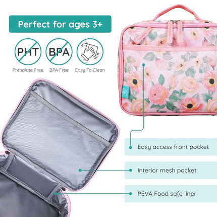 Wildkin JumpOff Jo Insulated Lunch Box – Durable, Reusable for Kids – Floral Watercolor