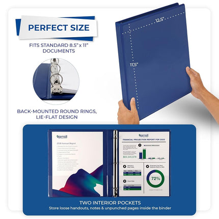 Samsill 0.5 Inch 3 Ring Binder, Made in USA, Economy Round Ring, Clear View Cover, 100 Sheet Capacity - for School, Home, Office - Blue, 4 Pack